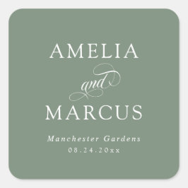 セージグリーンヴィンテージ結婚書道 スクエアシール