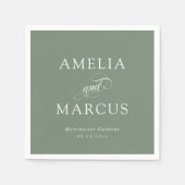 セージグリーンヴィンテージ結婚書道 スタンダードカクテルナプキン (正面)