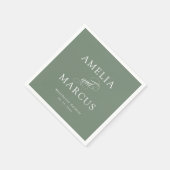 セージグリーンヴィンテージ結婚書道 スタンダードカクテルナプキン (角)