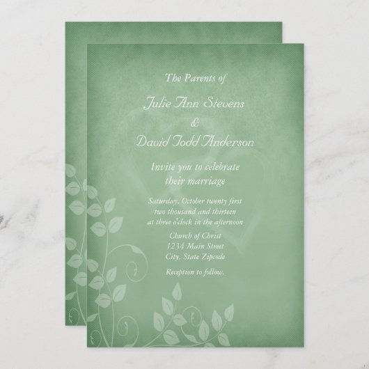 セージグリーンヴィンテージ 招待状 (正面/裏面)
