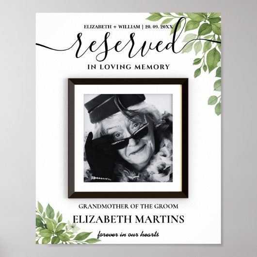 セージグリーン予約結婚席のサイン故人 ポスター (正面)