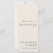 セージグリーン予約結婚席のラベル 招待状 (正面)