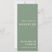 セージグリーン予約結婚席のラベル 招待状 (正面)