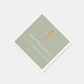 セージグリーン宗教十字少年の確認 スタンダードカクテルナプキン (角)