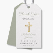セージグリーン宗教十字第1聖餐式 ギフトタグ