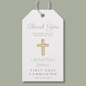 セージグリーン宗教十字第1聖餐式 ギフトタグ