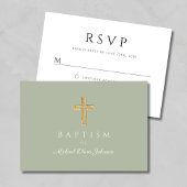 セージグリーン宗教木十字洗礼 出欠カード