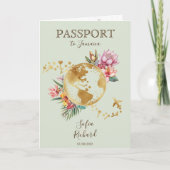 セージグリーン宛先ウェディングパスポートQRコード 招待状 (正面)