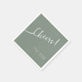セージグリーン応援結婚ズナプキンススクリプトデザイン スタンダードカクテルナプキン (角)
