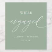 セージグリーン我々は婚約した婚約パーティの恩恵 ワインラベル (シングルラベル)