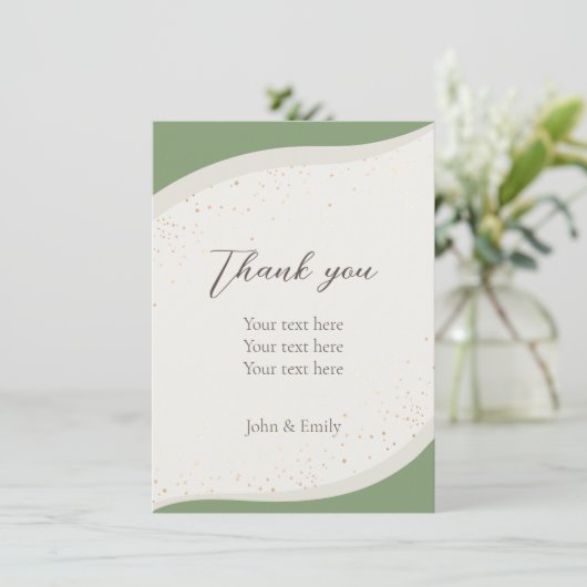 セージグリーン抽象芸術フラットサンキューカード サンキューカード (スタンド正面)