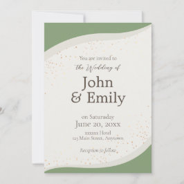 セージグリーン抽象芸術結婚式招待状 招待状