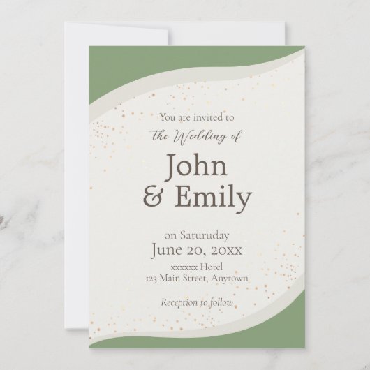 セージグリーン抽象芸術結婚式招待状 招待状 (正面)