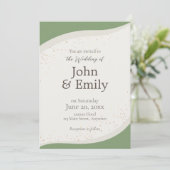 セージグリーン抽象芸術結婚式招待状 招待状 (スタンド正面)