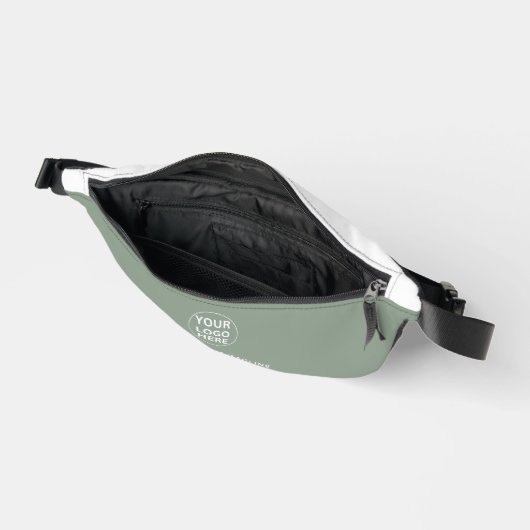 セージグリーン文字&ビジネスロゴlブランドプロモーション ファニーパック (見開き)