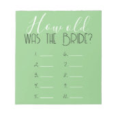 セージグリーン新婦ゲームの答えシートは何歳だった ノートパッド (正面)