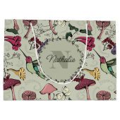 セージグリーン春ガーデンハミングバードフローラ ラージペーパーバッグ (裏面)