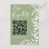 セージグリーン植物学離れブライダルシャワーレジストリ エンクロージャーカード (正面)