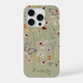 セージグリーン水彩野の花模様の名前  iPhoneケース (裏面)