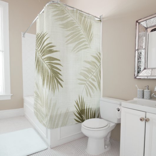 セージグリーン熱帯ボヘミアンシャワーカーテン シャワーカーテン (インサイチュ)