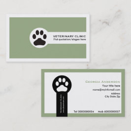 セージグリーン獣医/獣医クリニックのミニマリスト 名刺
