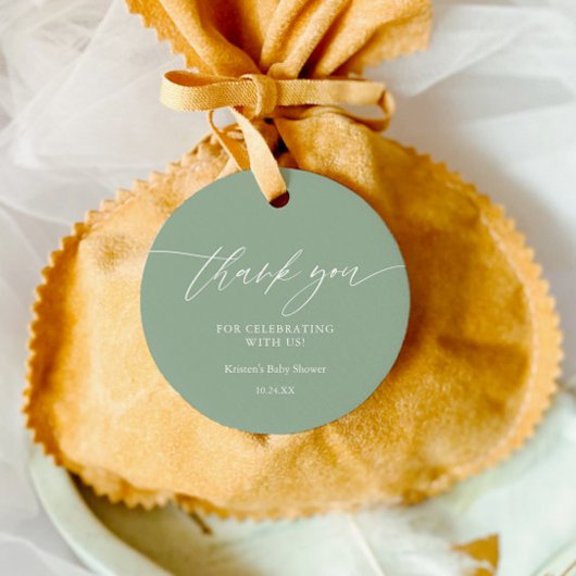 セージグリーン男女兼用サンキューメッセージカード フェイバータグ