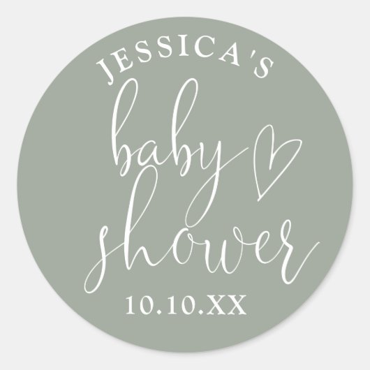 セージグリーン男女兼用ベイビーシャワー特典 ラウンドシール (正面)