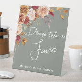 セージグリーン秋フローラブライダルシャワーのお気に入り 台座サイン (インサイチュ)