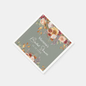 セージグリーン秋フローラブライダルシャワー スタンダードカクテルナプキン (角)