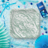 セージグリーン紙クイリングデイジーデザイン ペーパープレート (パーティー)