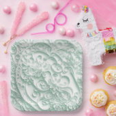 セージグリーン紙クイリングデイジーデザイン ペーパープレート (パーティー)