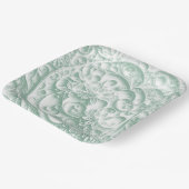 セージグリーン紙クイリングデイジーデザイン ペーパープレート (傾斜あり)