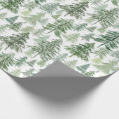 セージグリーン素朴のクリスマスツリーフォレスト ラッピングペーパー (角)