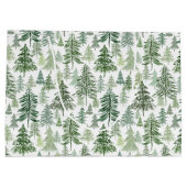 セージグリーン素朴のクリスマスツリーフォレスト ラージペーパーバッグ (裏面)