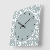 セージグリーン素朴フローラ葉ズファームハウス スクエア壁時計 (傾斜)