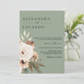 セージグリーン素朴ボヘミ結婚アン 招待状 (スタンド正面)