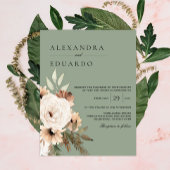 セージグリーン素朴ボヘミ結婚アン 招待状