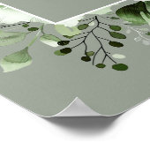 セージグリーン素朴ボホフローラ結婚のウェルカムサイン ポスター (角)