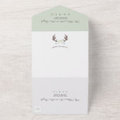 セージグリーン素朴花模様すべて1つの招待状 オールインワン招待状 (外側)