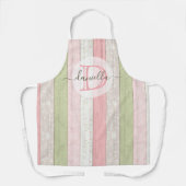 セージグリーン素朴&ピンクフローラウッドパーソナライズされた エプロン (正面)