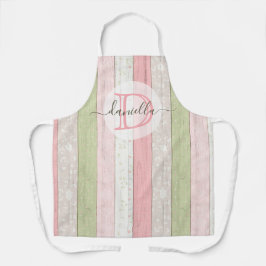 セージグリーン素朴&ピンクフローラウッドパーソナライズされた エプロン