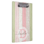 セージグリーン素朴&ピンクフローラウッドパーソナライズされた クリップボード (右)