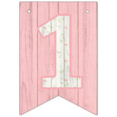 セージグリーン素朴&ピンクフローラウッド バンティングフラッグ (第1の旗)