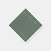 セージグリーン結婚たった今結婚しましたのナプキンと名前 スタンダードカクテルナプキン (角)