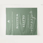 セージグリーン結婚の歓迎の背景 タペストリー (正面(横))