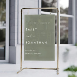 セージグリーン結婚の歓迎 アクリルサイン