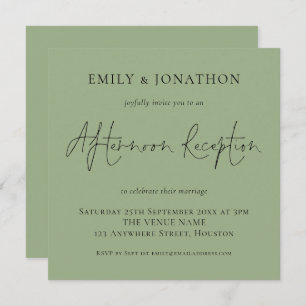 セージグリーン結婚ズアフタヌーン披露宴招待状 ノートカード