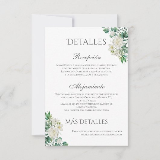 セージグリーン結婚フローラのスペインの詳細 サンキューカード (正面)