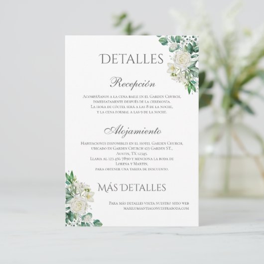 セージグリーン結婚フローラのスペインの詳細 サンキューカード (スタンド正面)