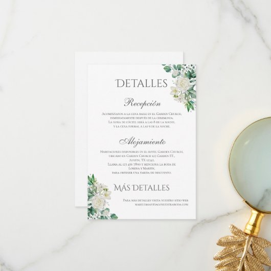 セージグリーン結婚フローラのスペインの詳細 サンキューカード (正面/裏面インサイチュ)